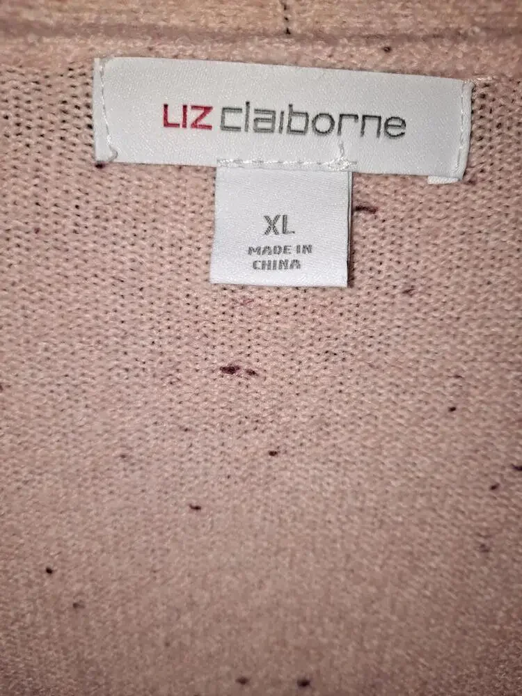 New Liz Claiborne Maroon and Pink Open Front Knit Sweater Size‎ XL